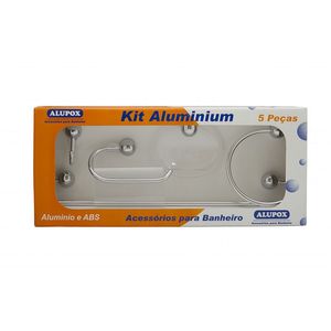 Kit Acessórios de Banheiro Aluminium Cromado 5 Peças