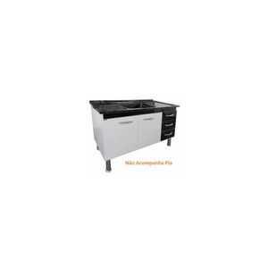 Gabinete para Cozinha Nevada Preto 114cm