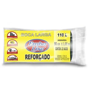 Saco Lixo Boca Larga 110L 25 Unidades