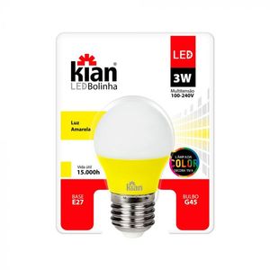 Lâmpada LED Bolinha 3W Luz Amarela Bivolt