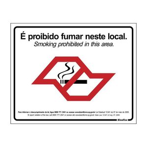 Placa Proibido Fumar em Poliestireno 200x250mm