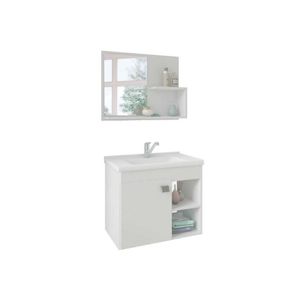 Kit Gabinete Espelheira para Banheiro Lotus Branco 55cm