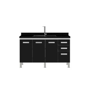 Gabinete para Cozinha Alfa Branco/Preto 144cm